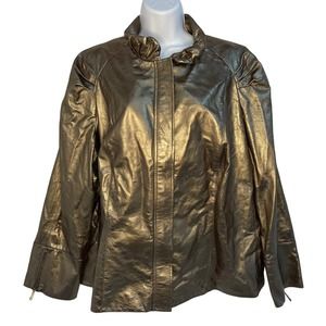 Lafayette 148 New York Gold Leather Jacket